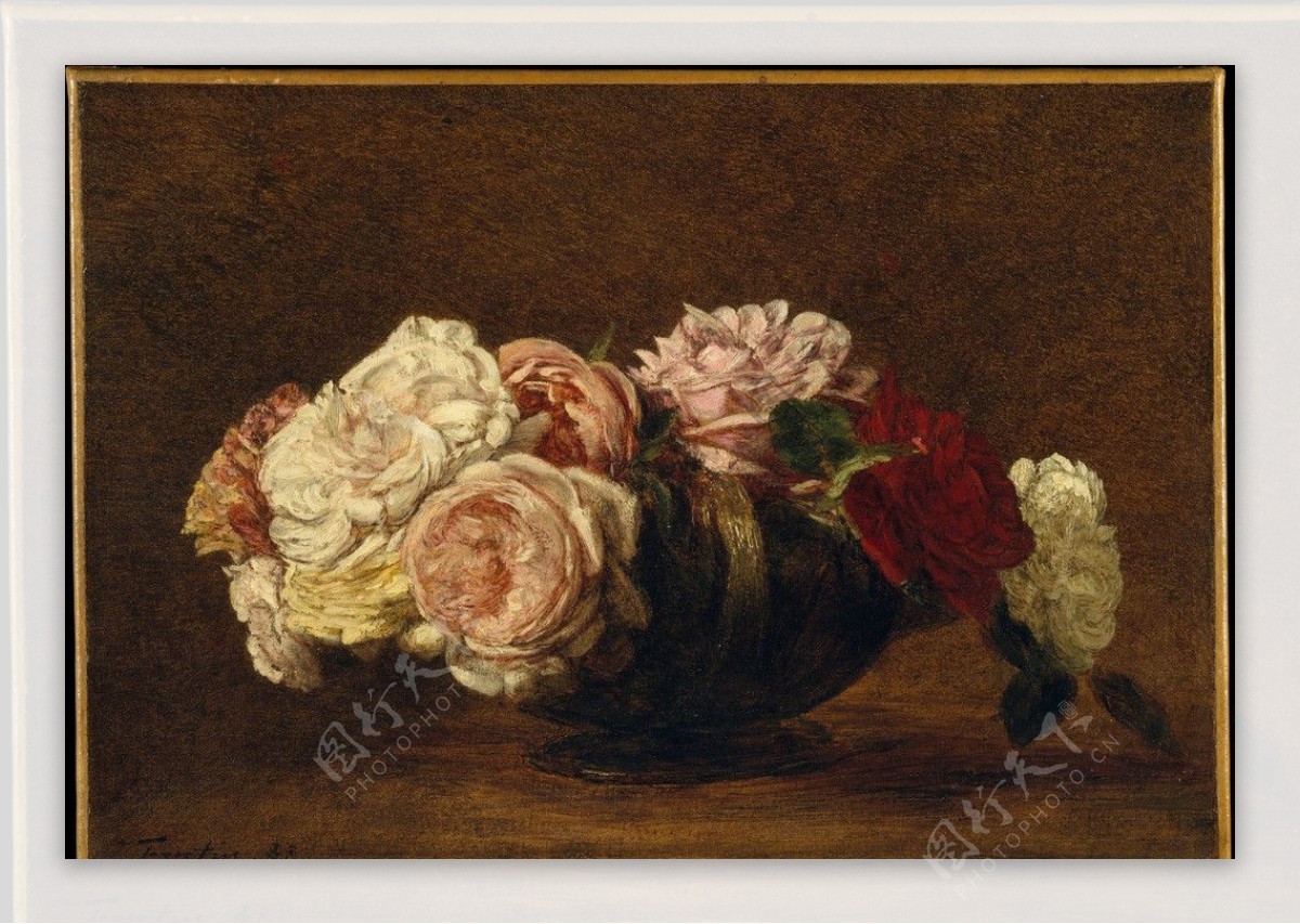 方丹拉图尔碗中的玫瑰花图片