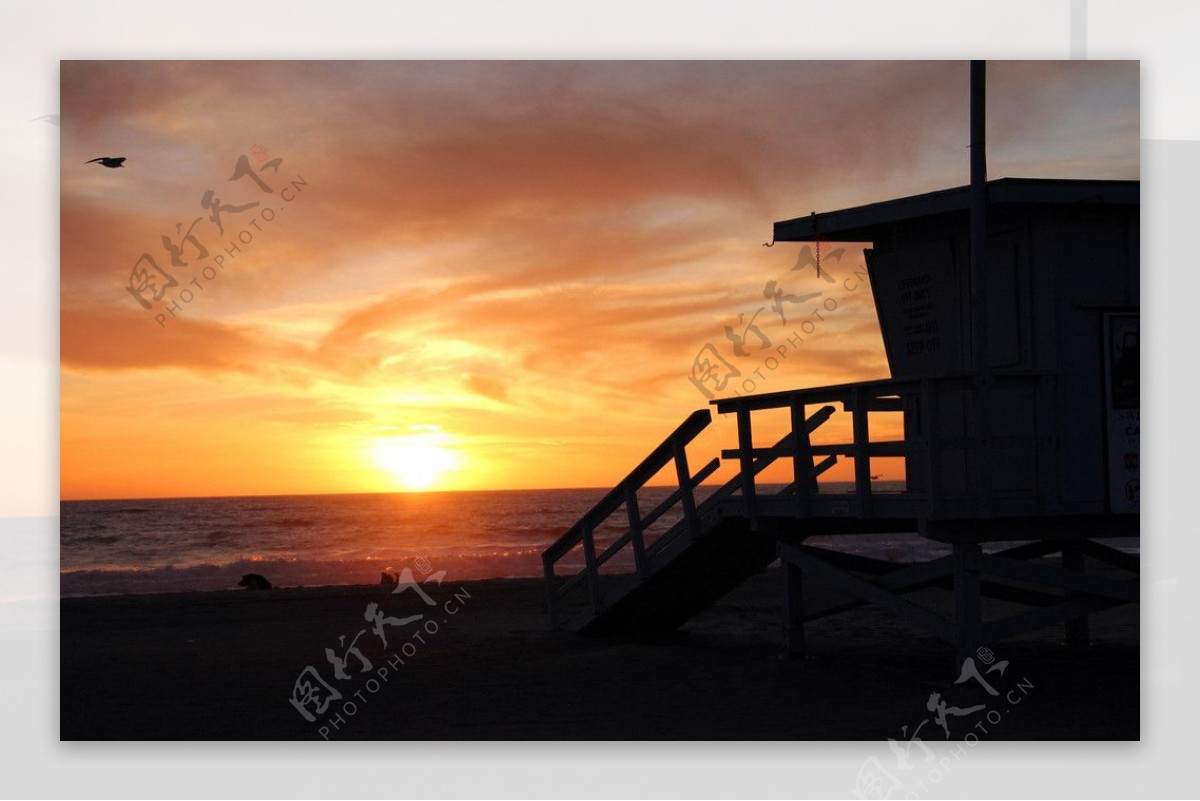 洛杉矶海岸夕阳图片