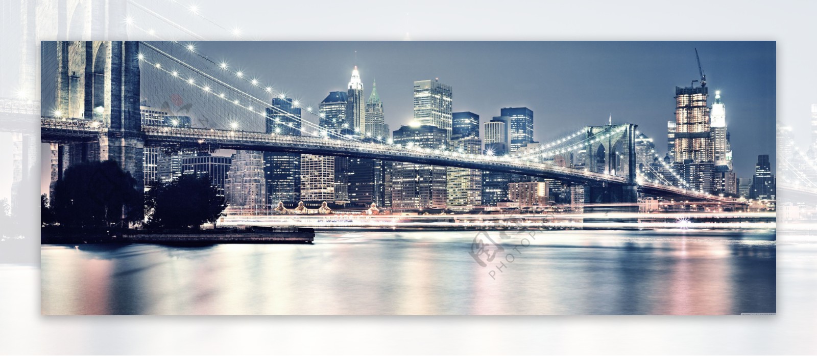 布鲁克林大桥美丽夜景图片