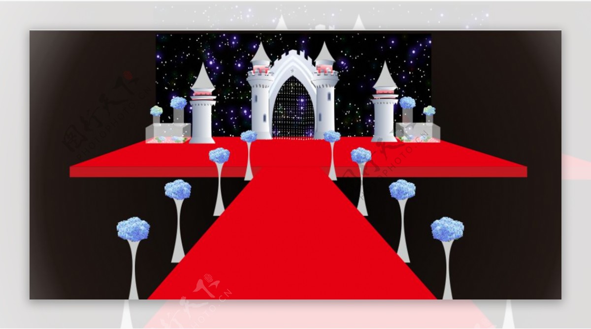 红色城堡婚礼舞台图片