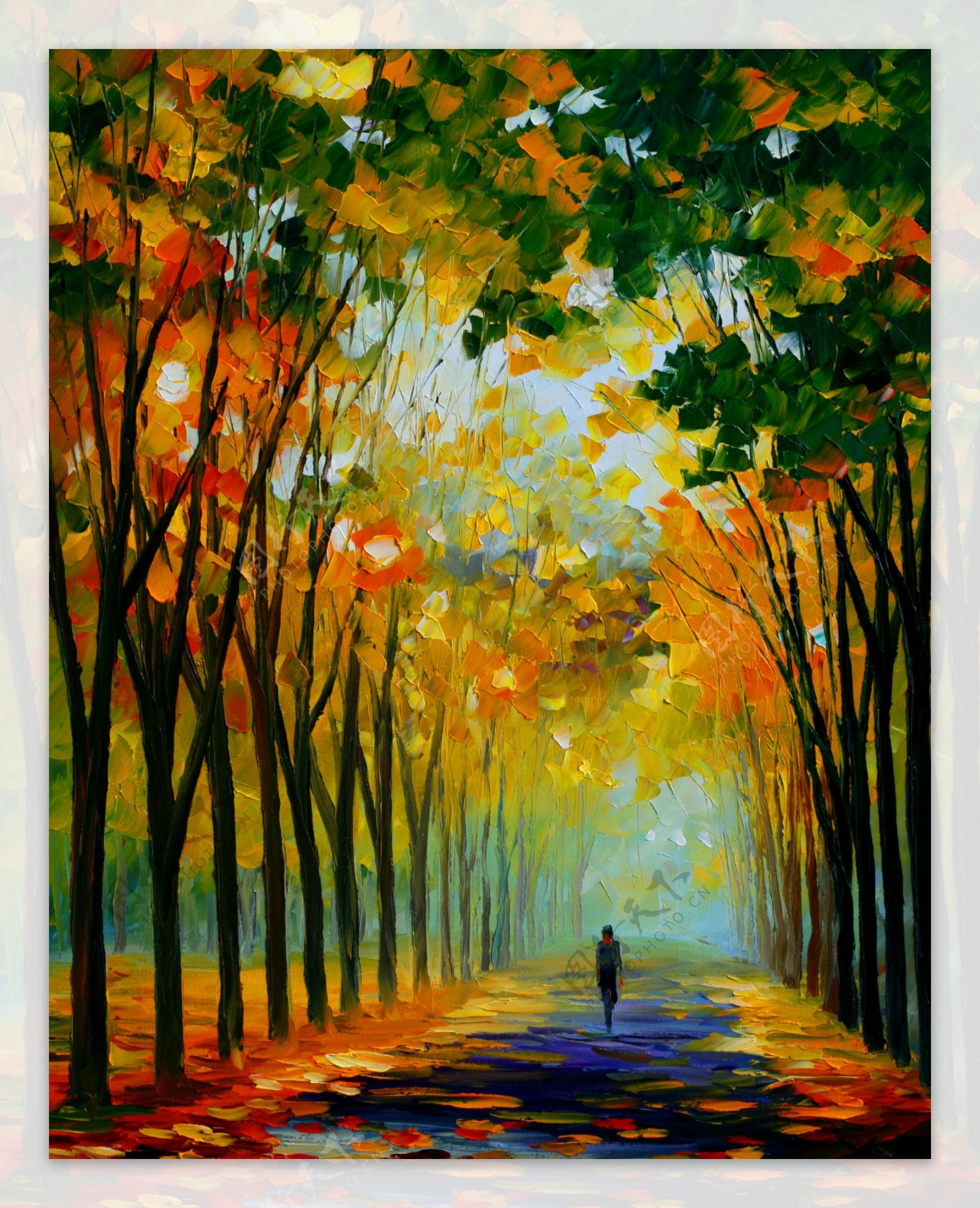 油画秋天的树图片素材-编号11684975-图行天下
