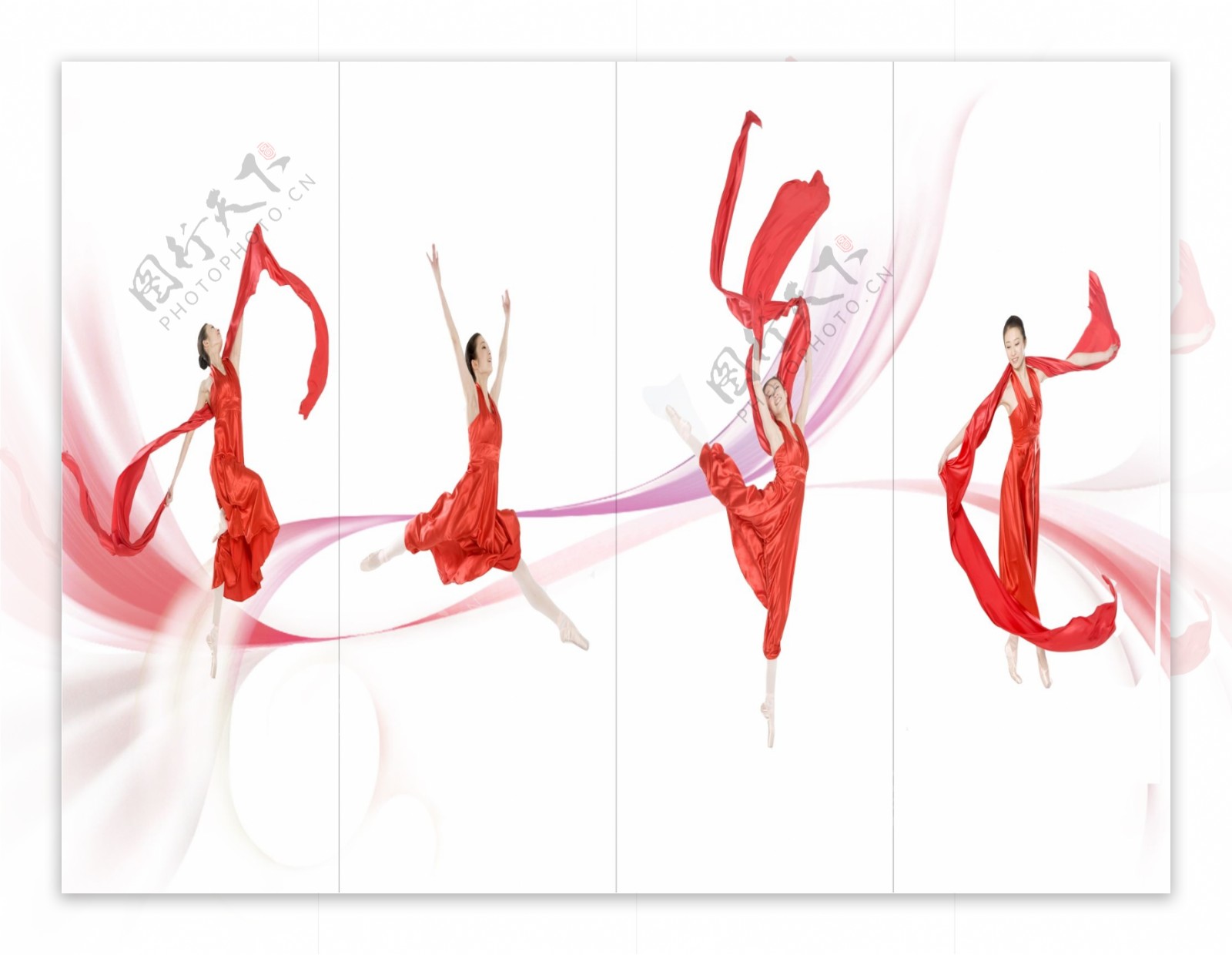 红绸美女舞蹈动作图片