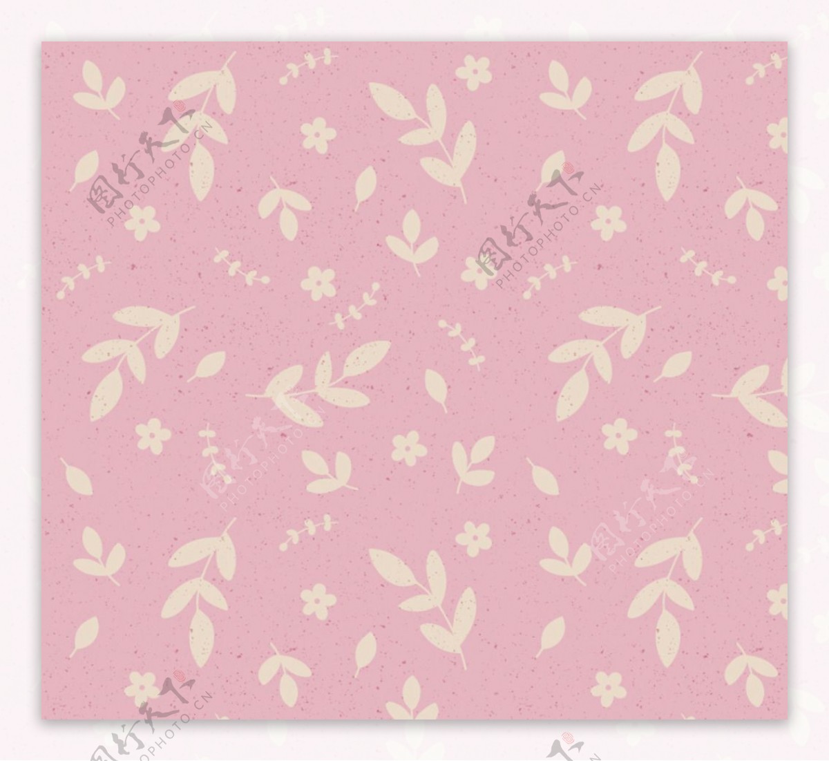 粉色花卉树叶无缝背景图片