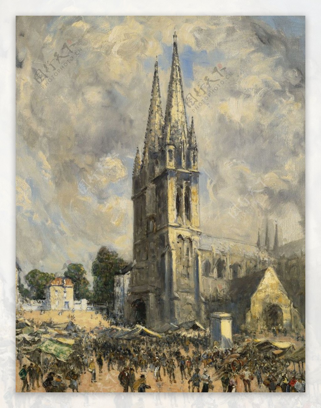 哥特大教堂油画图片