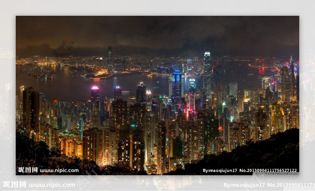 香港璀璨城市夜景图片