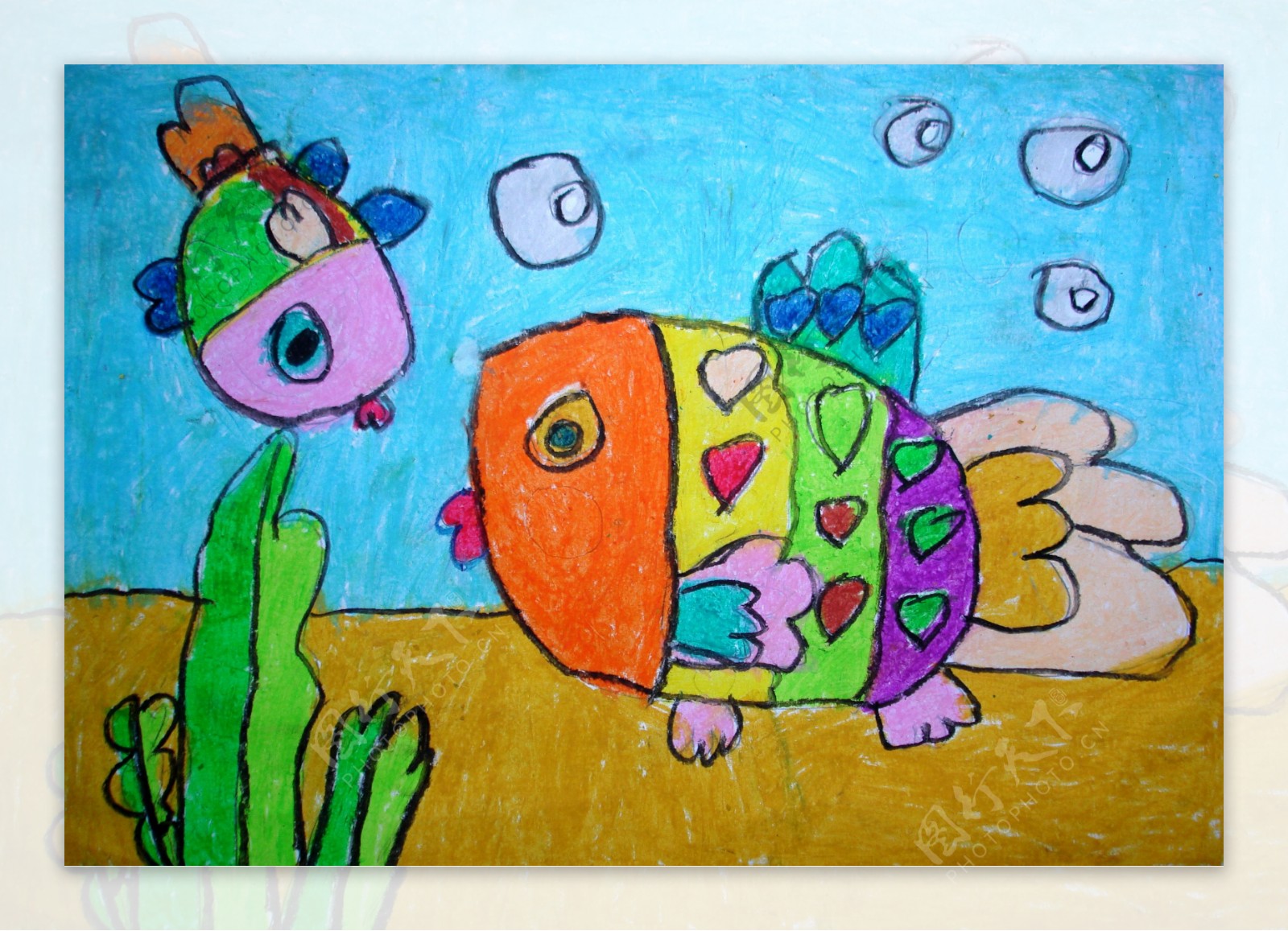 悄悄话儿童画鱼图片