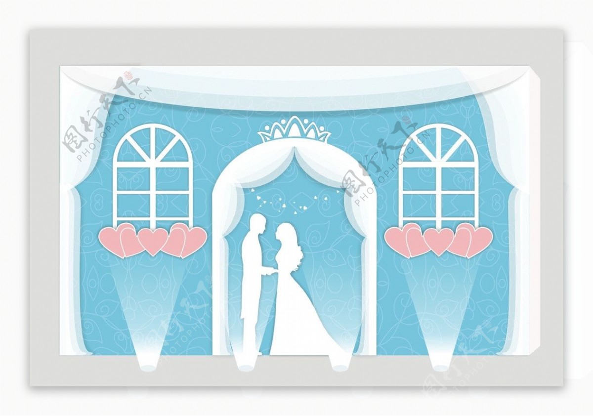 婚礼纱幔喷绘背景图片