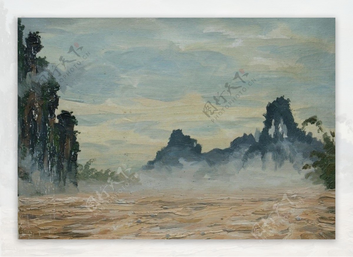 桂林山水油画风景图片
