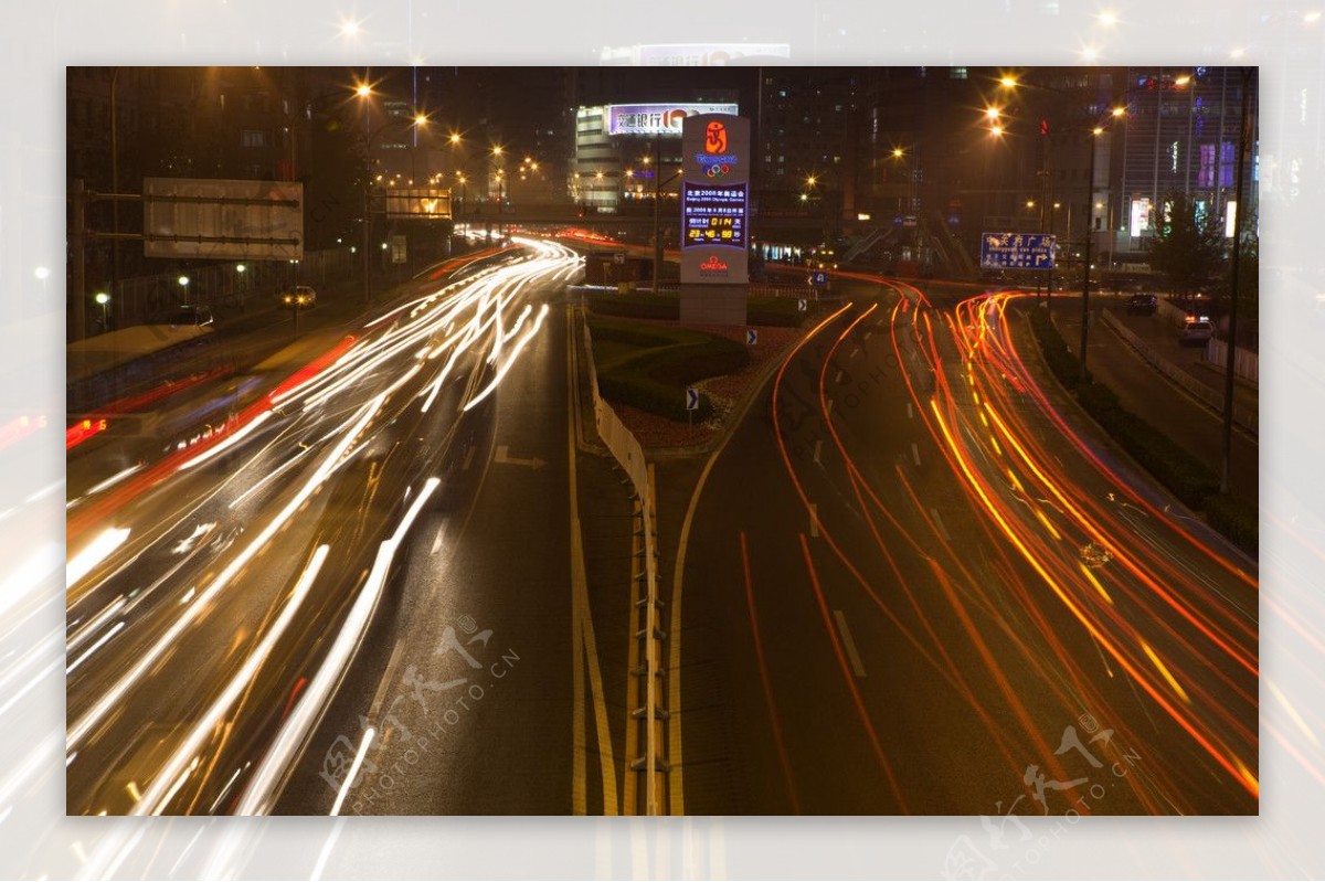 北京城市交通夜景图图片