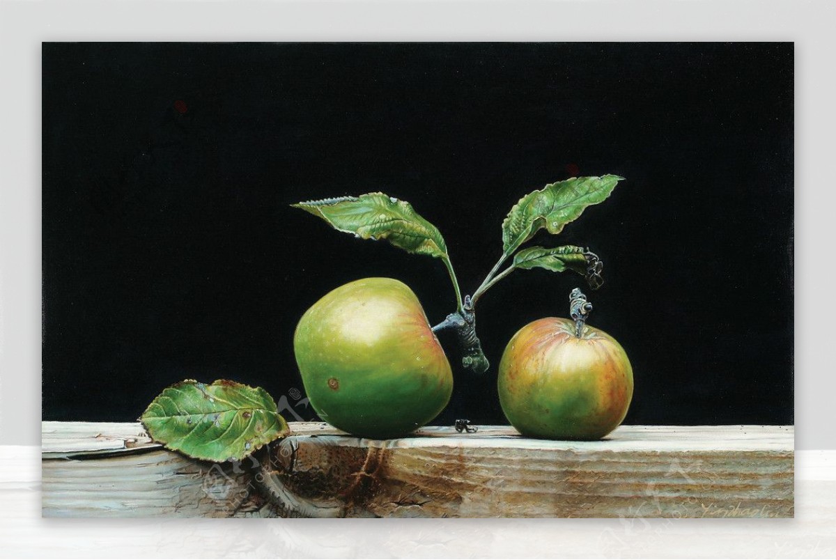 写实苹果油画新中式水果静物油画纯手绘油画适合客厅卧室的水果静物油画-字画美