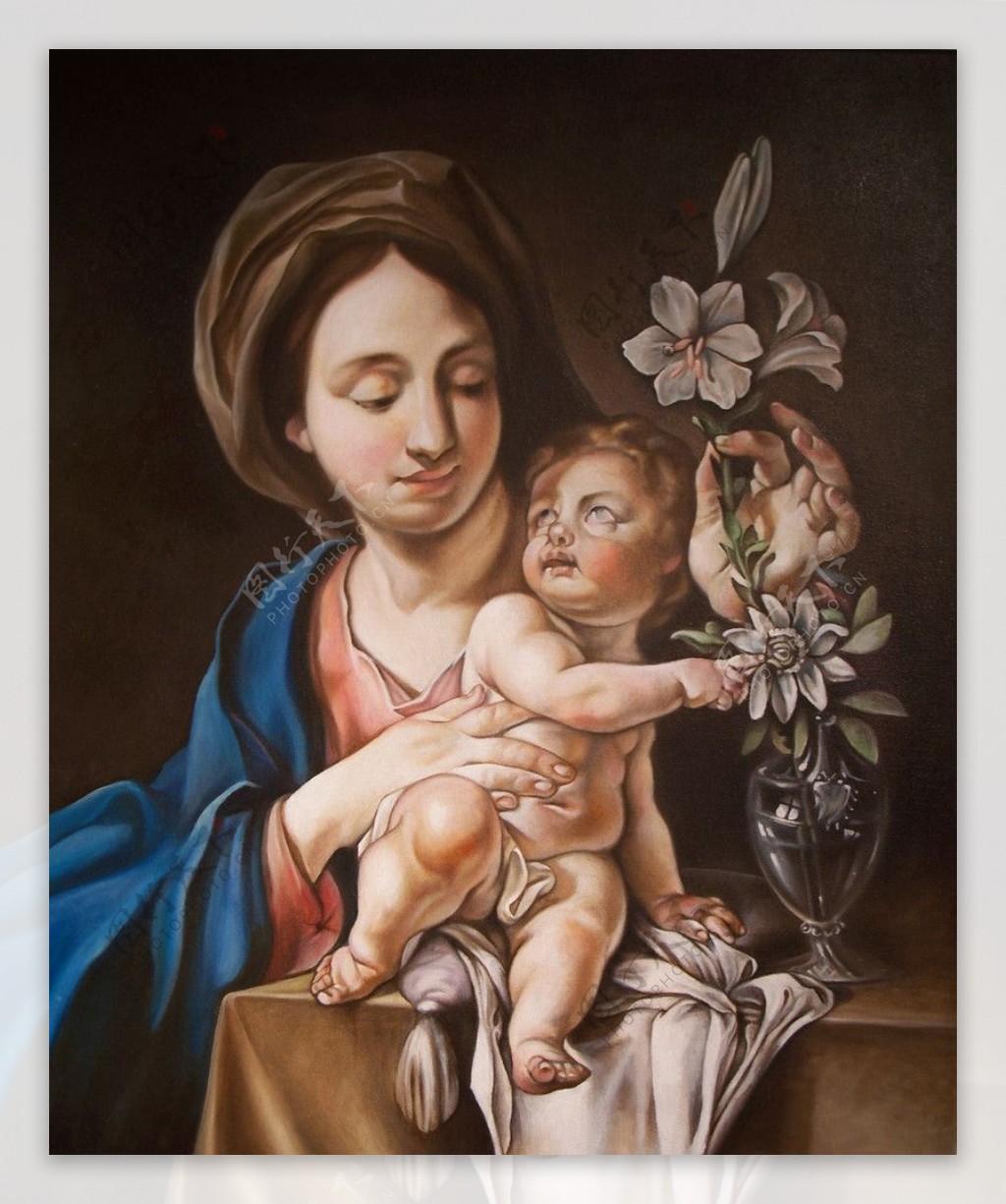 圣母油画图片
