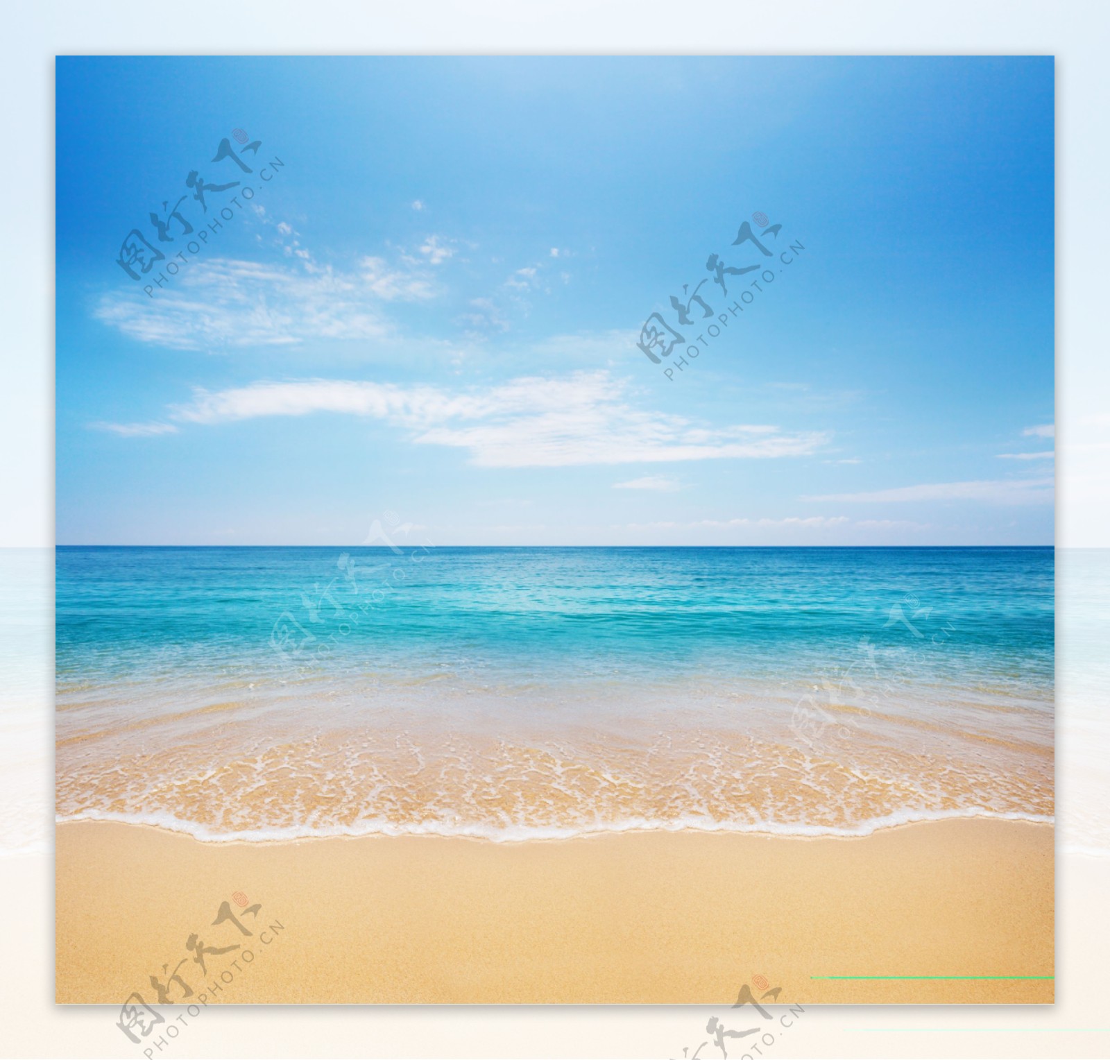蓝天白云沙滩海洋图片