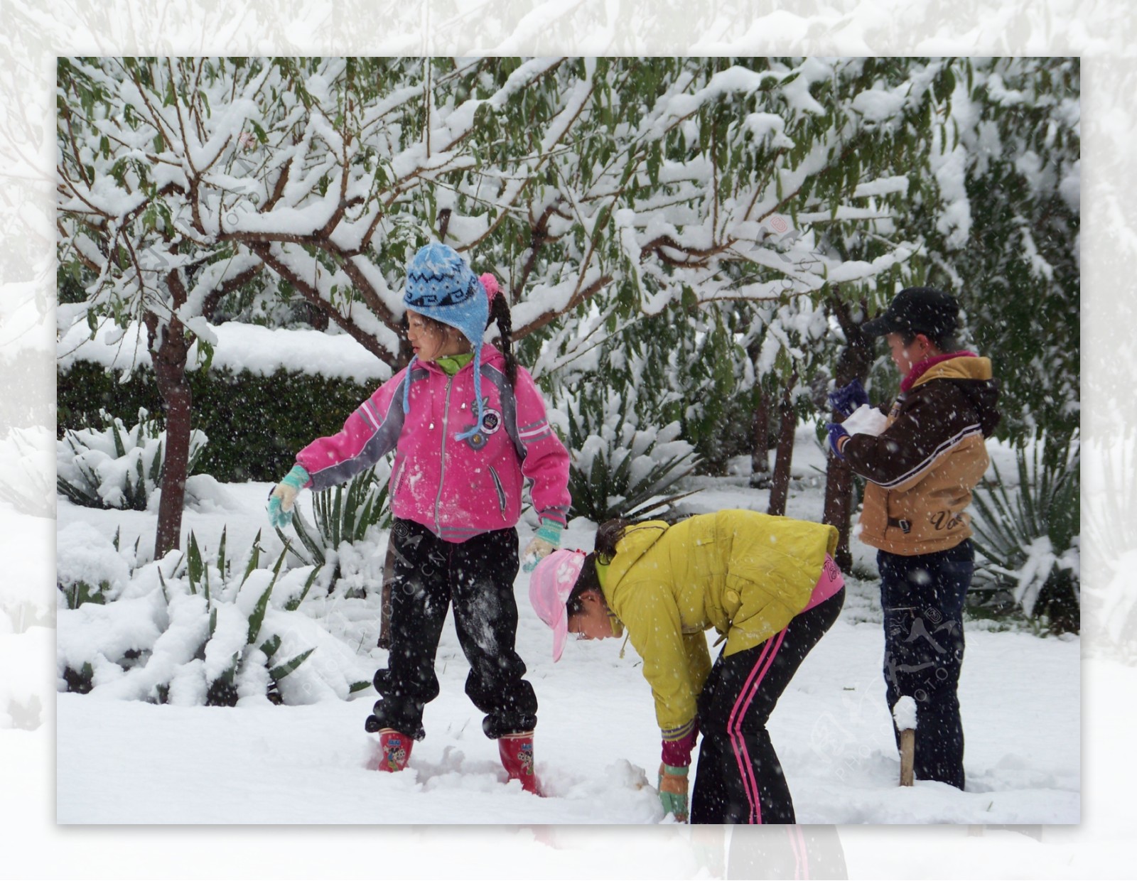 儿童雪中玩耍图片