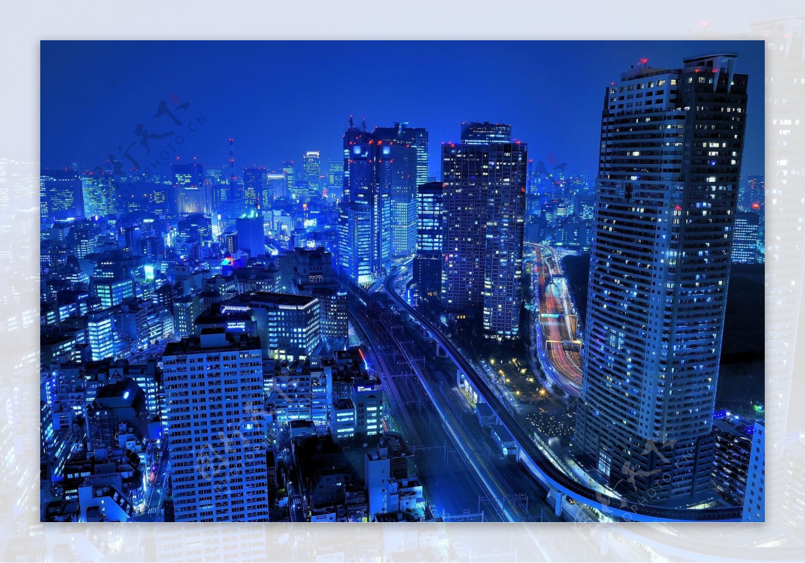 蓝色城市背景图片