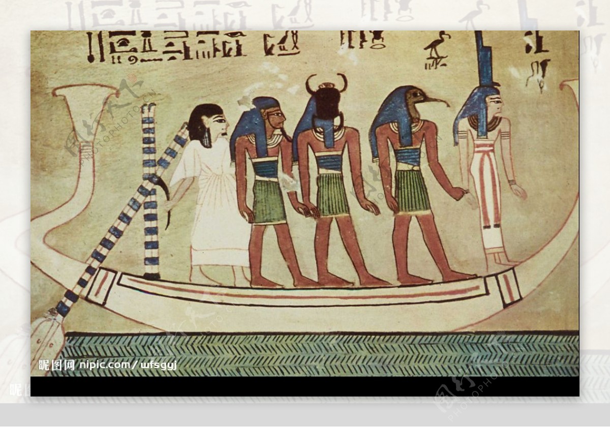 原始酷画古埃及人物船图片