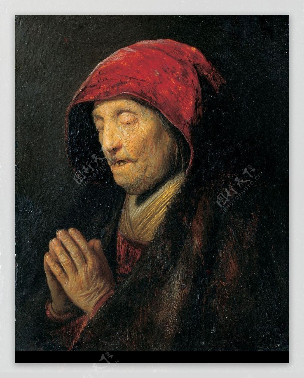 荷兰伦勃朗祈祷的老妇图片