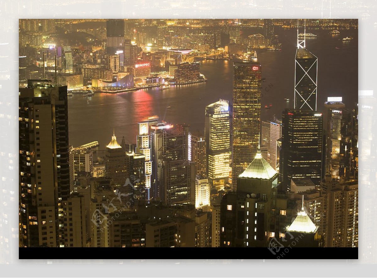 香港高楼夜晚灯火图片