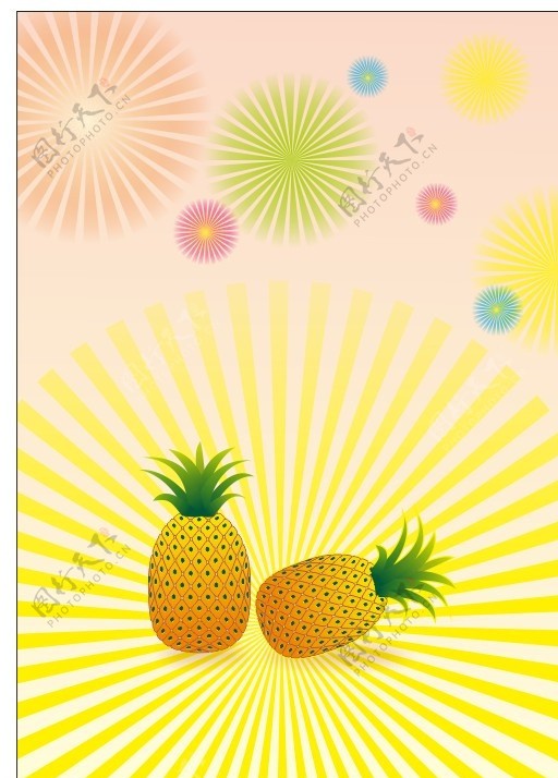 水果类黄色菠萝熟的菠萝黄色发射光海报底纹图片