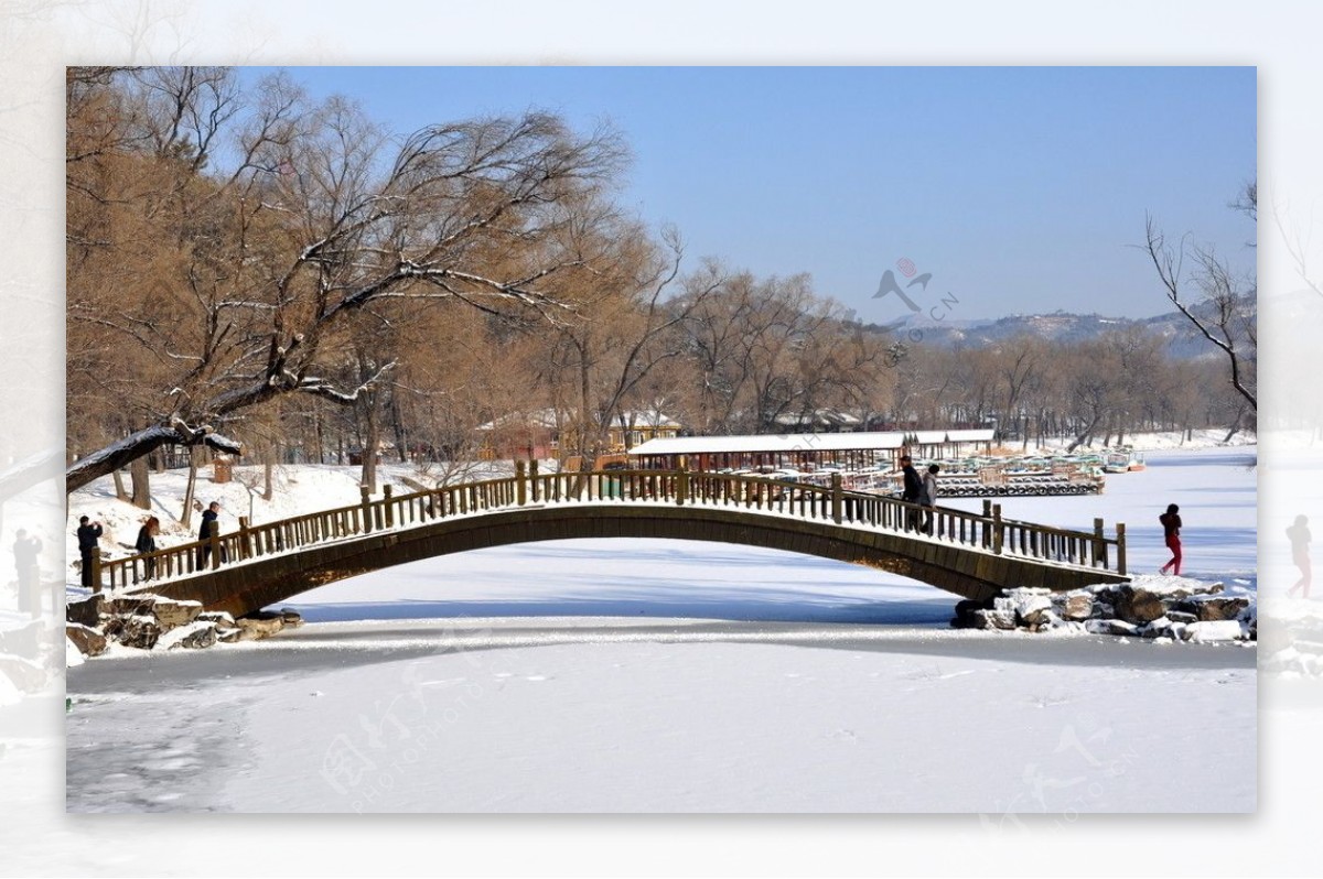 雪中避暑山庄罗锅桥图片