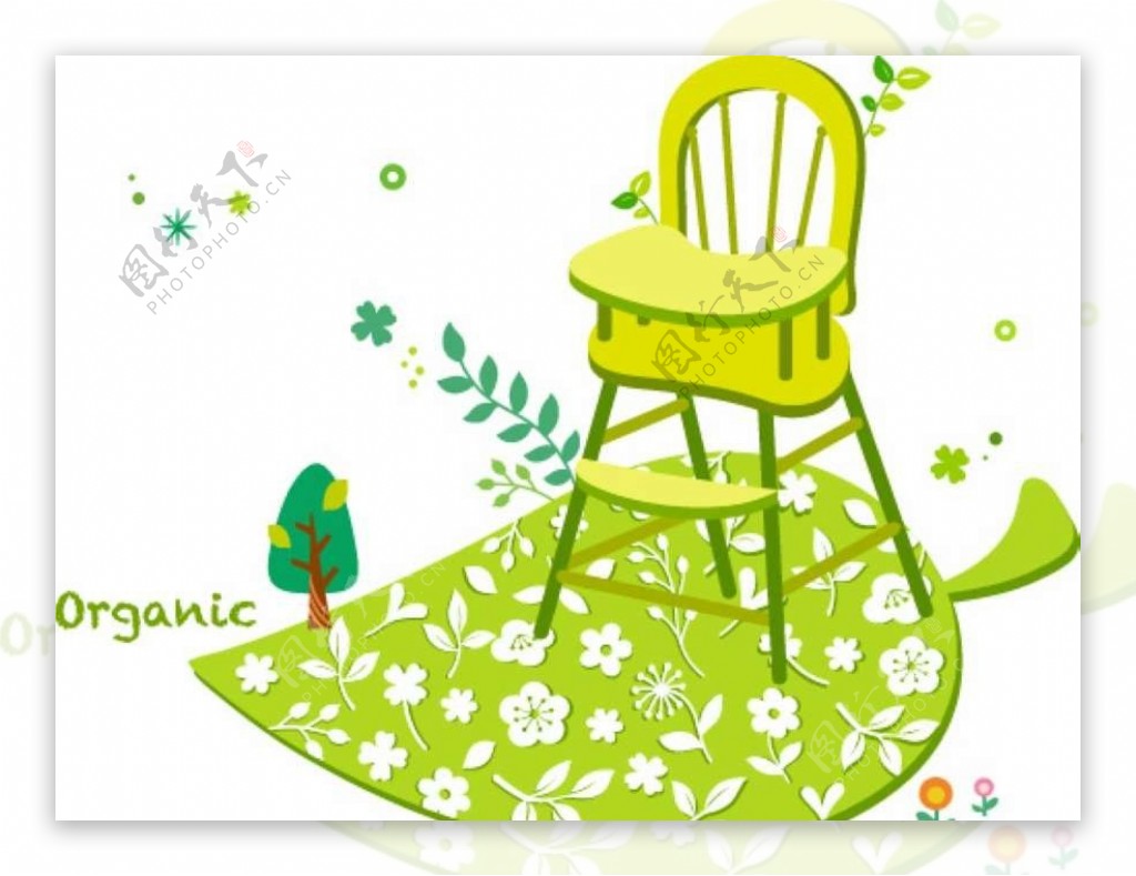 绿叶凳子背景图片
