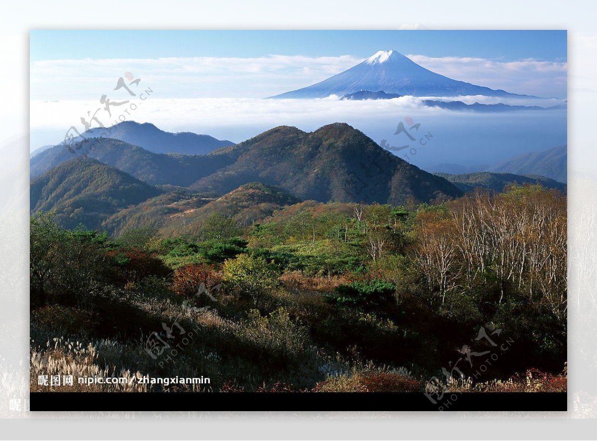 眺望富士山图片