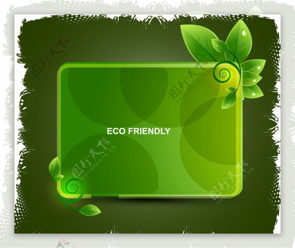 绿叶边框绿色环保背景图片