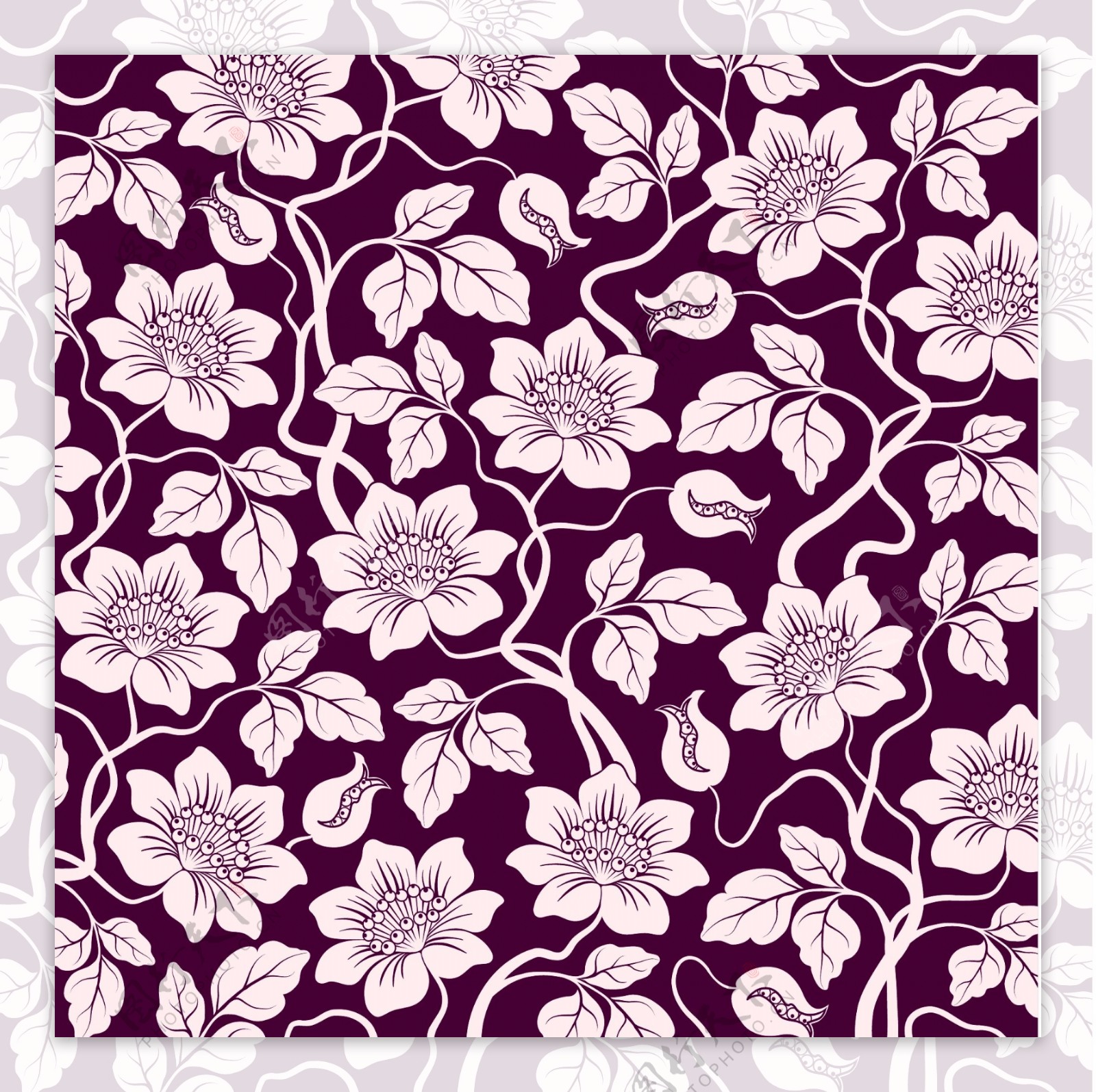紫红花朵底纹图片