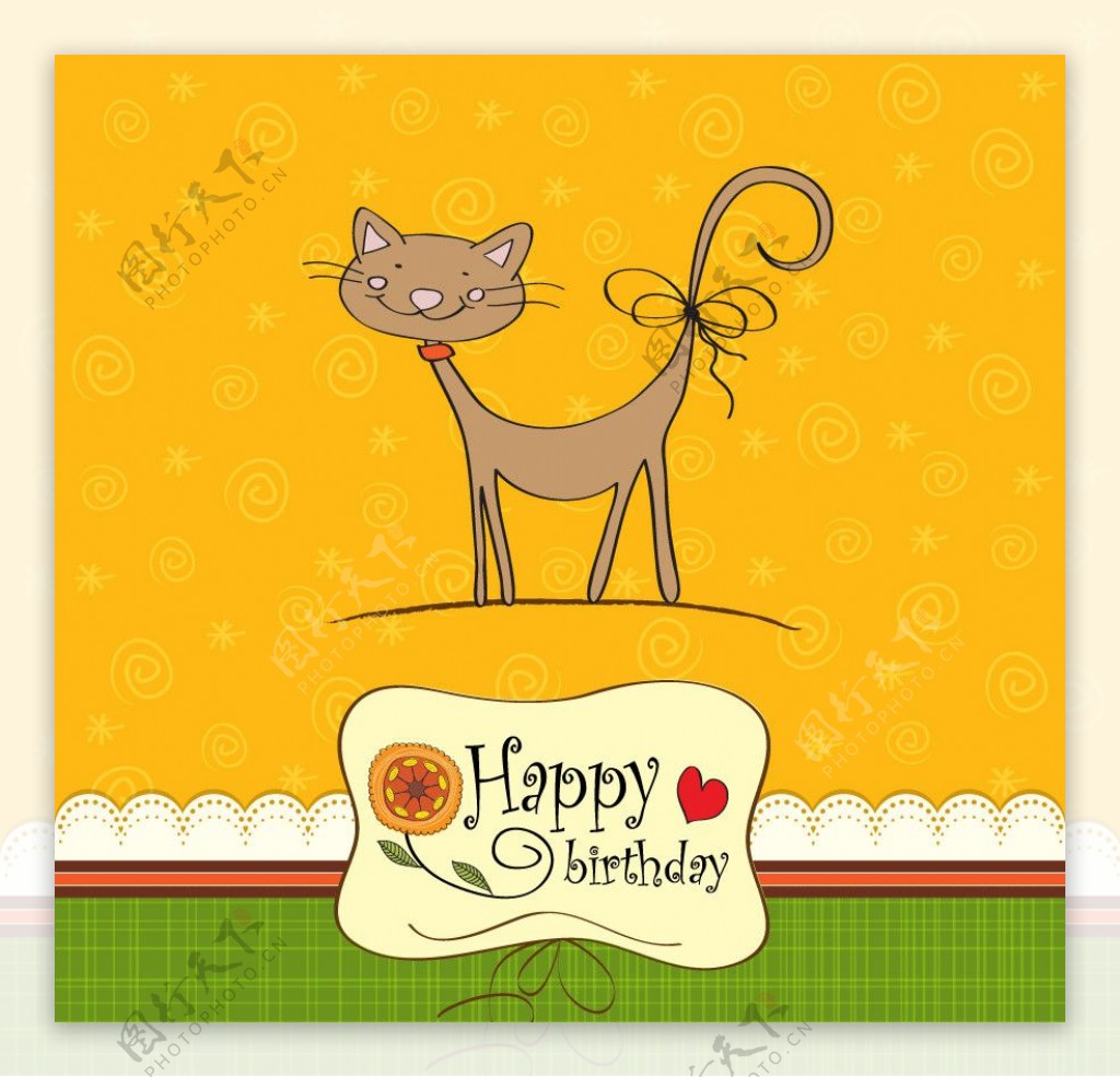 可爱小猫生日卡片图片