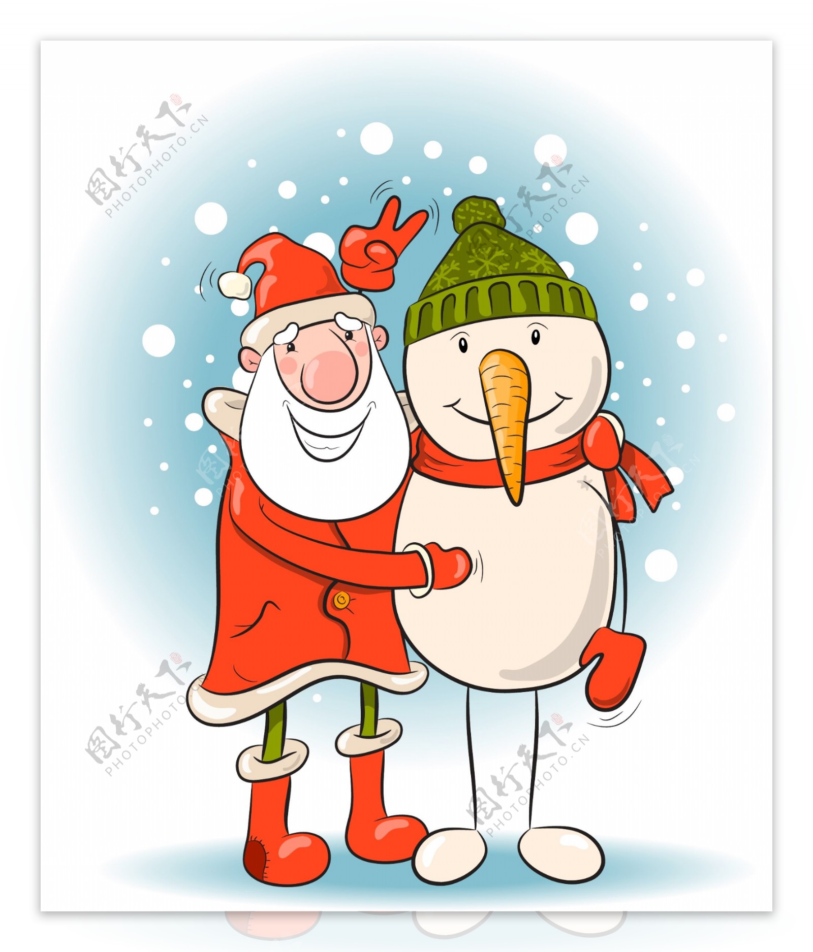 圣诞老人与雪人图片
