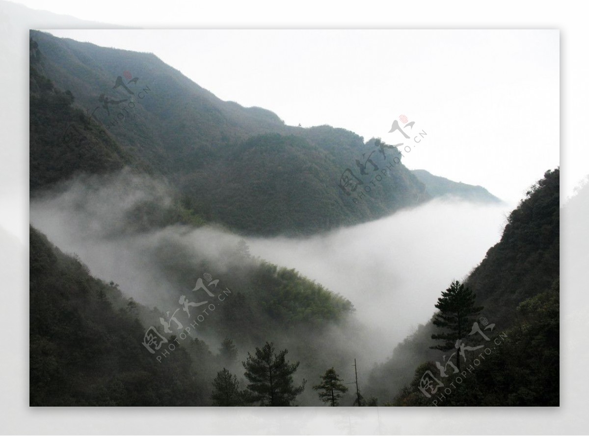 雾气缭绕的山谷图片