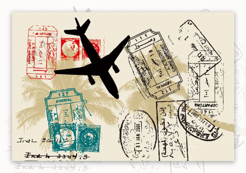 旅游旅行出行度假邮戳背景图片