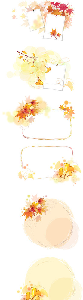 枫叶树叶枯黄银杏叶边框图片