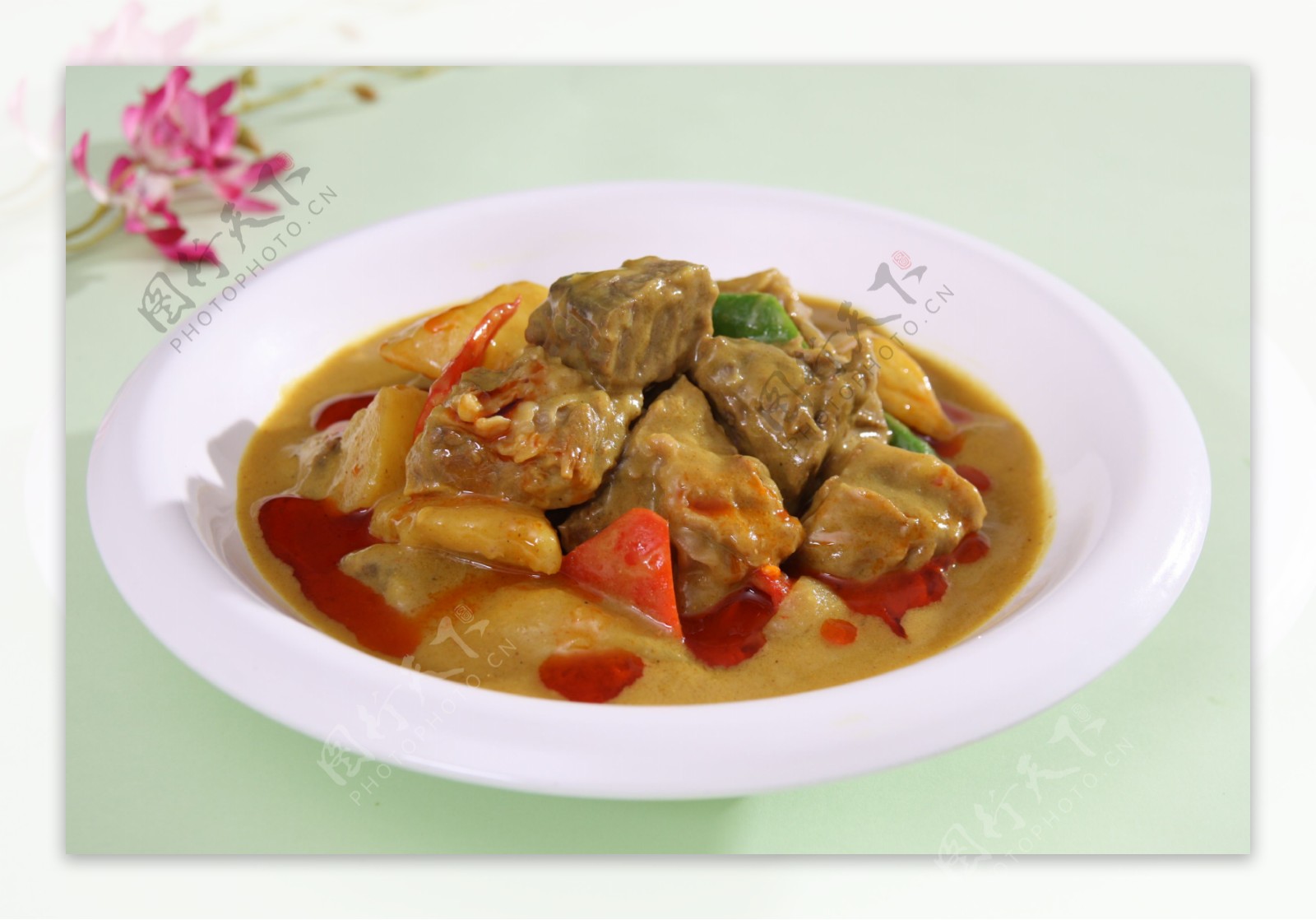 泰国黄咖喱牛肉饭高清图片下载-正版图片500667918-摄图网