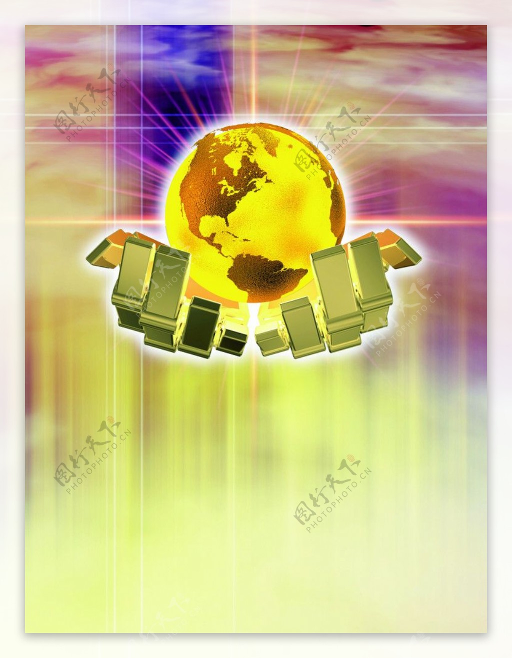 商务科技地球金块金砖图片