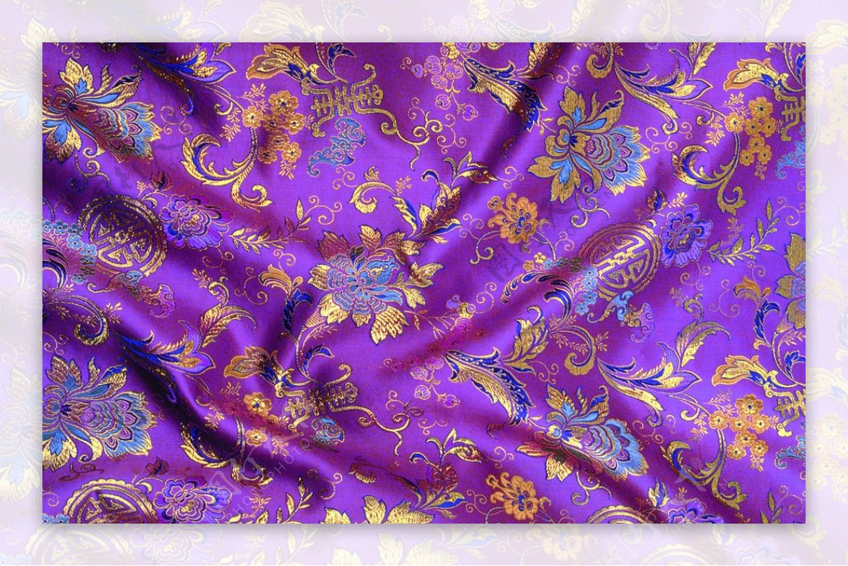 紫色绸缎刺绣图片