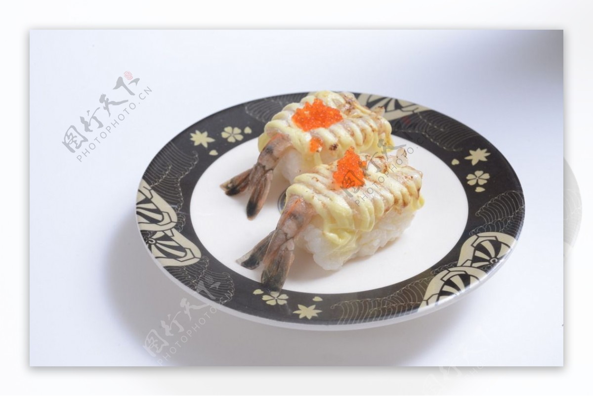 玻璃虾鱼籽寿司图片
