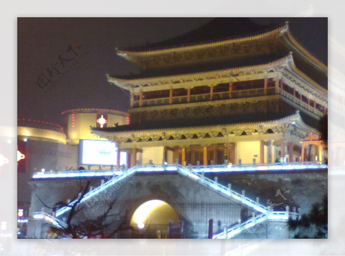 西安城墙夜景图片