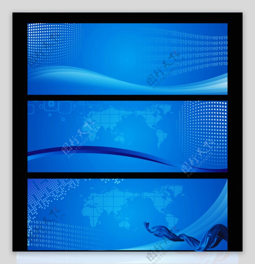 蓝色背景科技展板图片