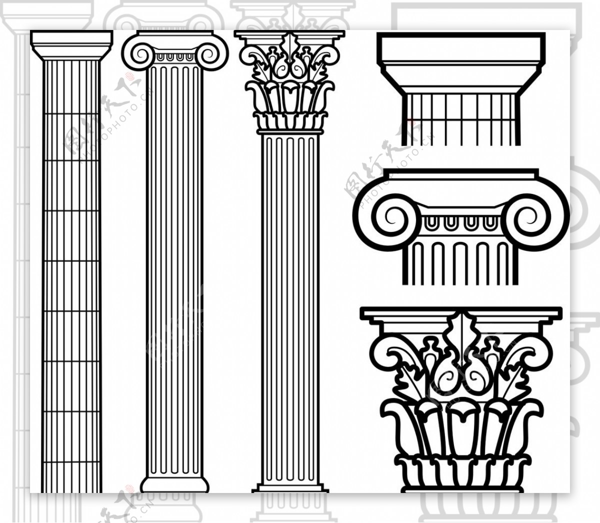 罗马柱矢量图图片