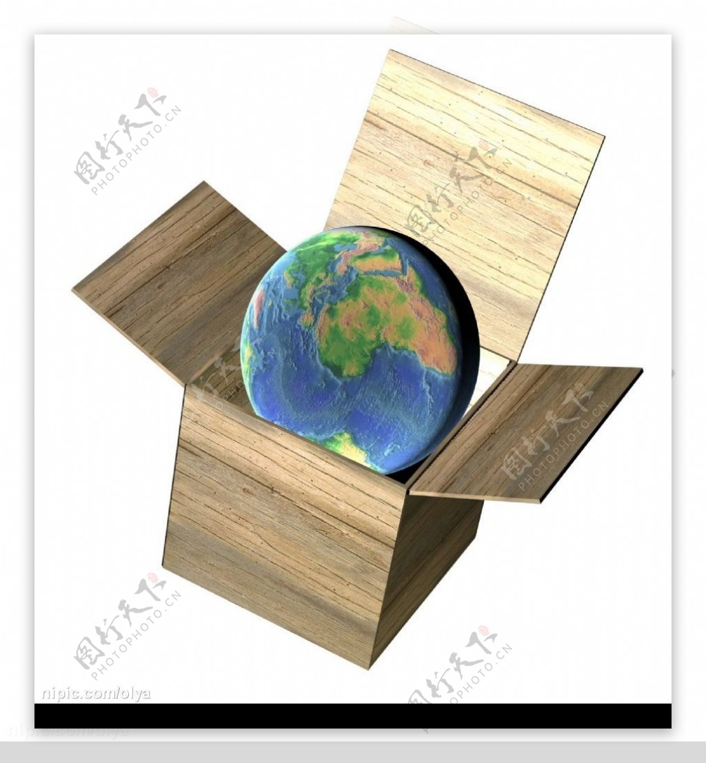 木箱中的地球图片