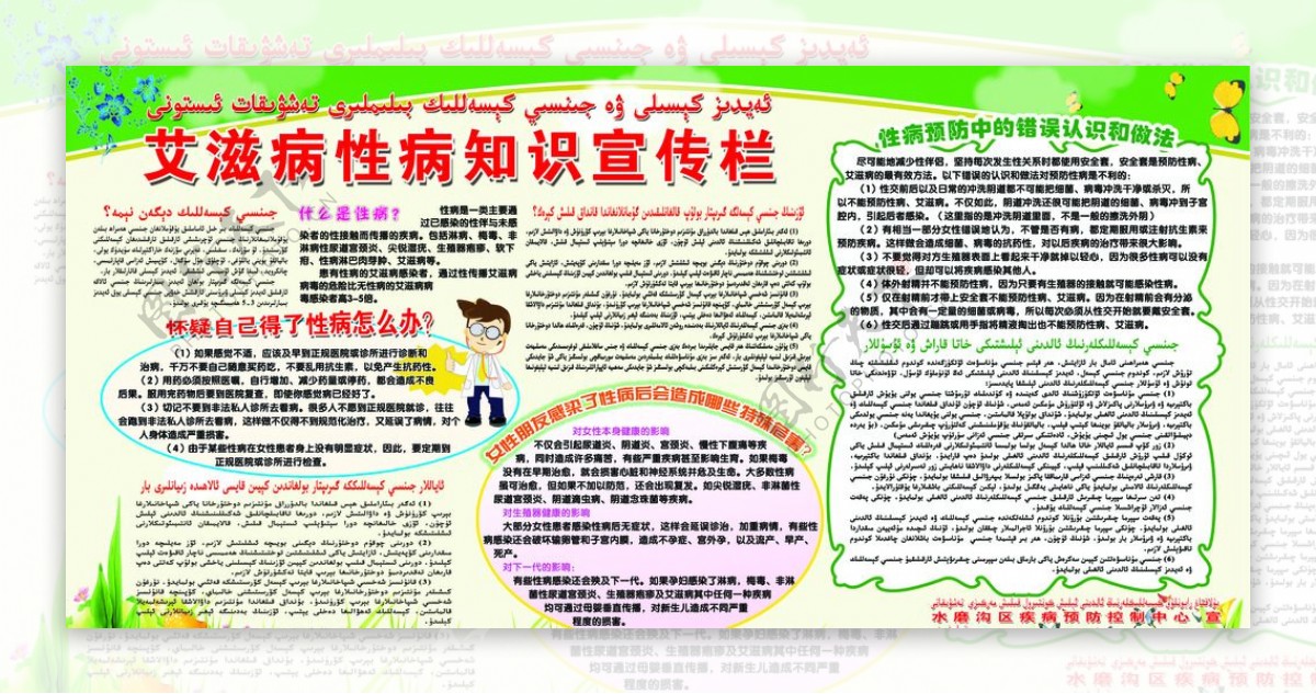 艾滋病性病知识宣传栏维汉双语图片