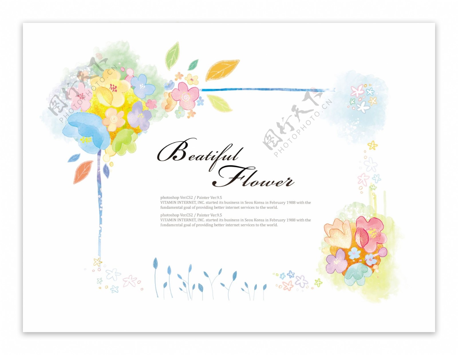 淡彩花卉边框图片