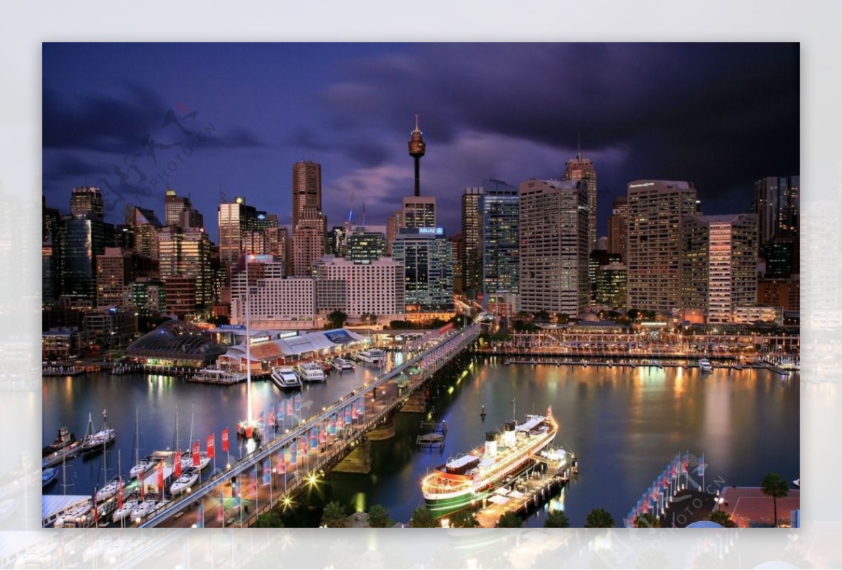 澳大利亚悉尼海港夜景图片