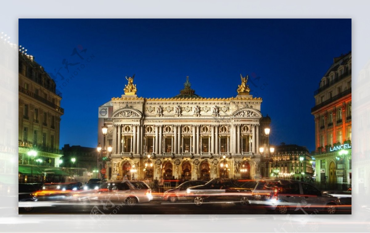 巴黎歌剧院夜景图片