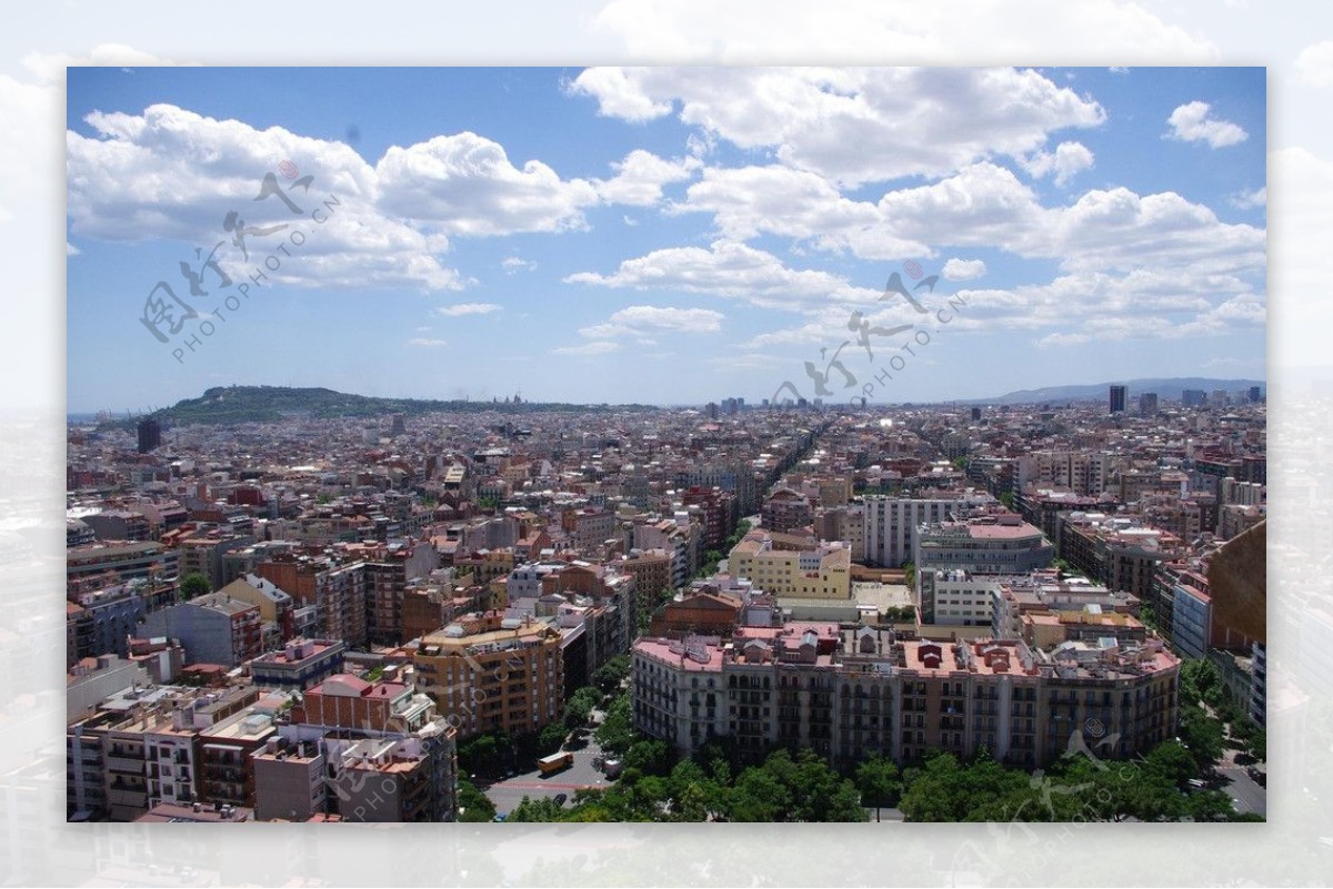 巴塞罗那城区俯瞰图片