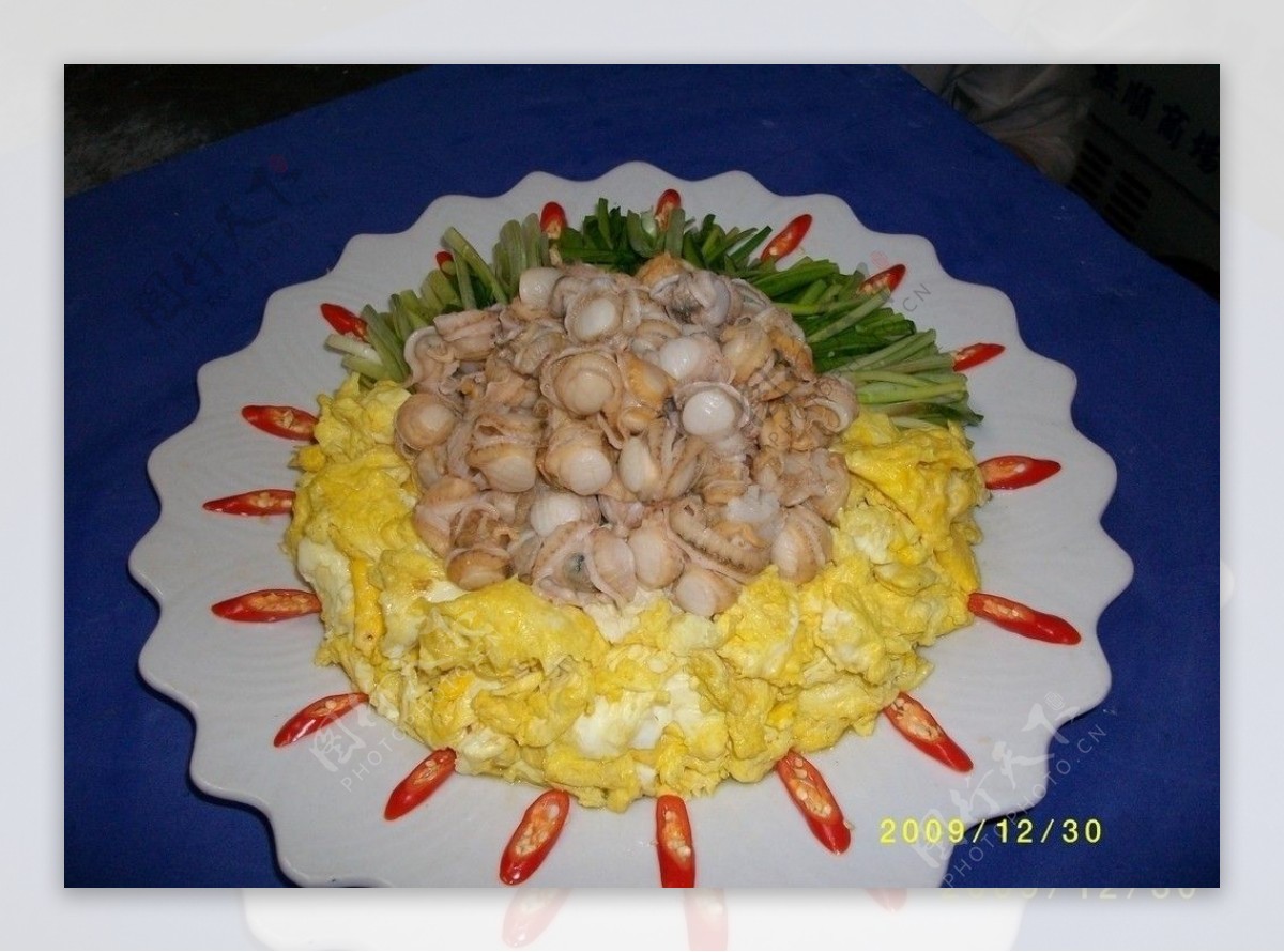贝肉滑蛋炒韭菜图片