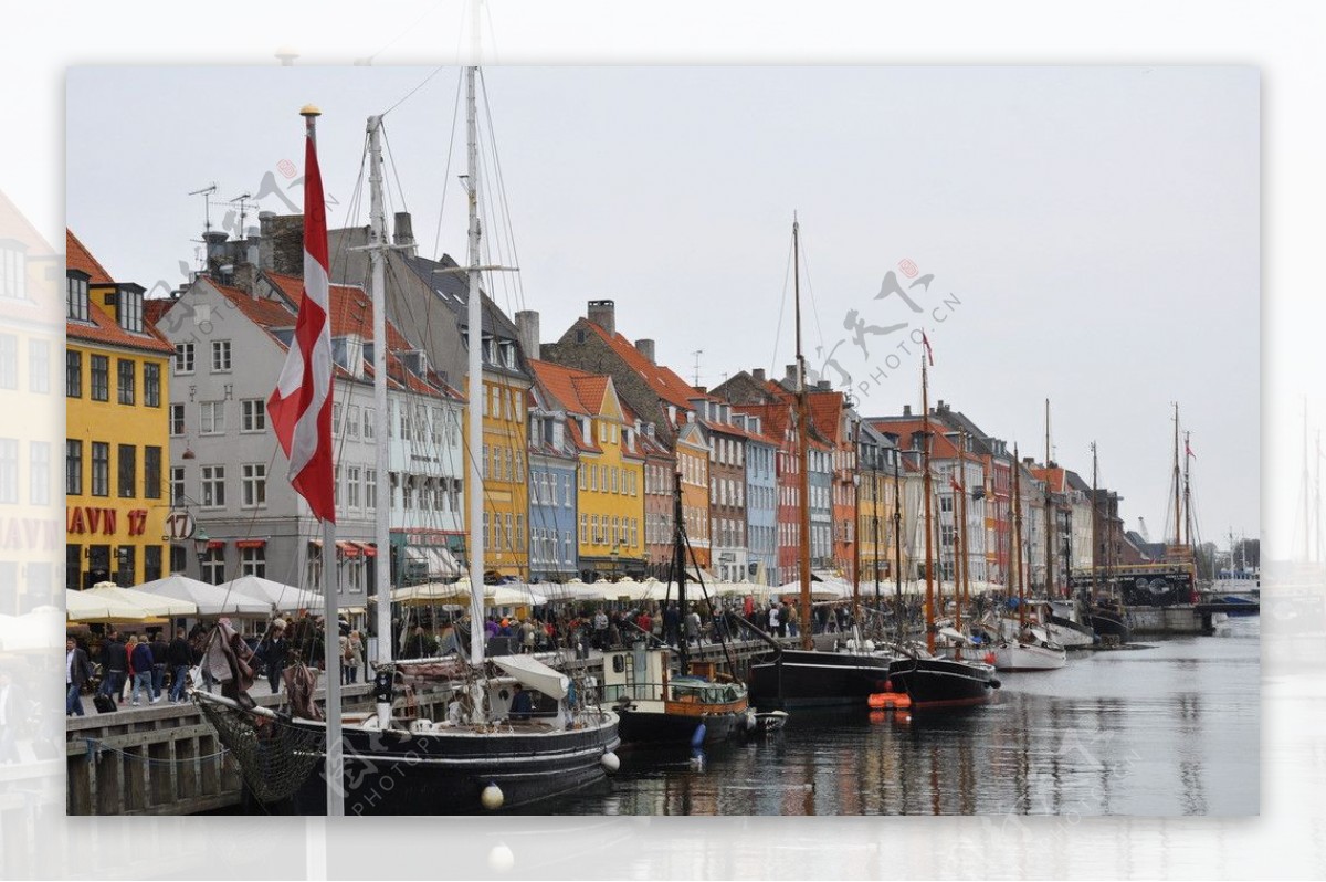 Copenhagen哥本哈根的岸边船只图片