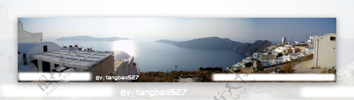 希腊圣托里尼岛全景图片