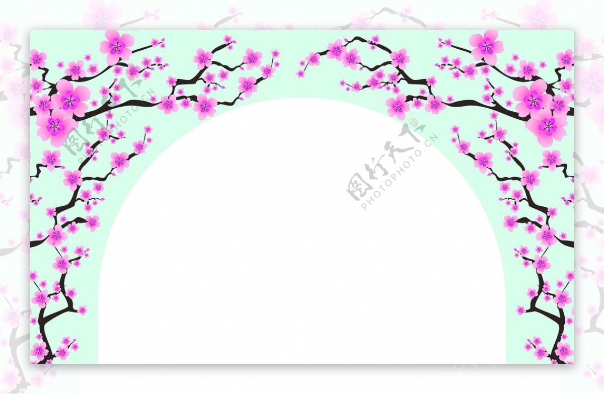 婚礼背景异形樱花树门型拱门图片