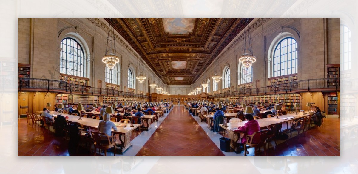 纽约公共图书馆阅览室图片